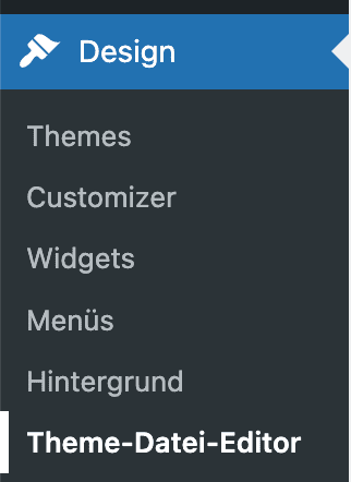 Dashboard – Design – Theme-Datei-Editor