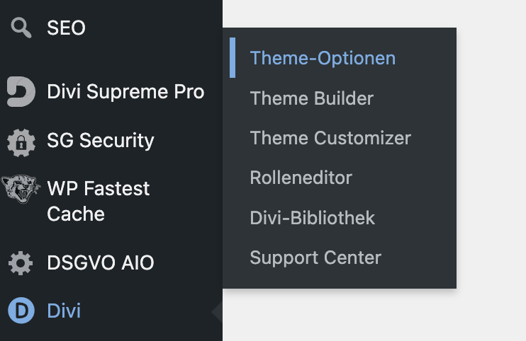 Divi Theme Optionen