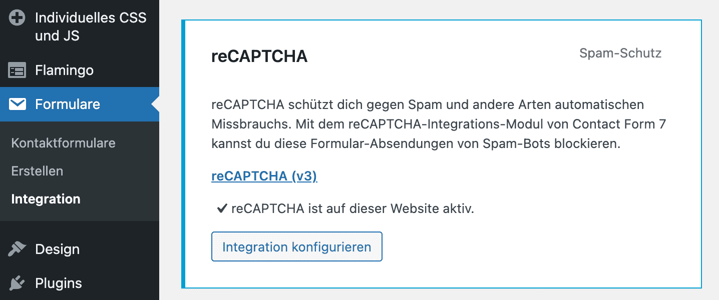 reCAPTCHA aktivieren