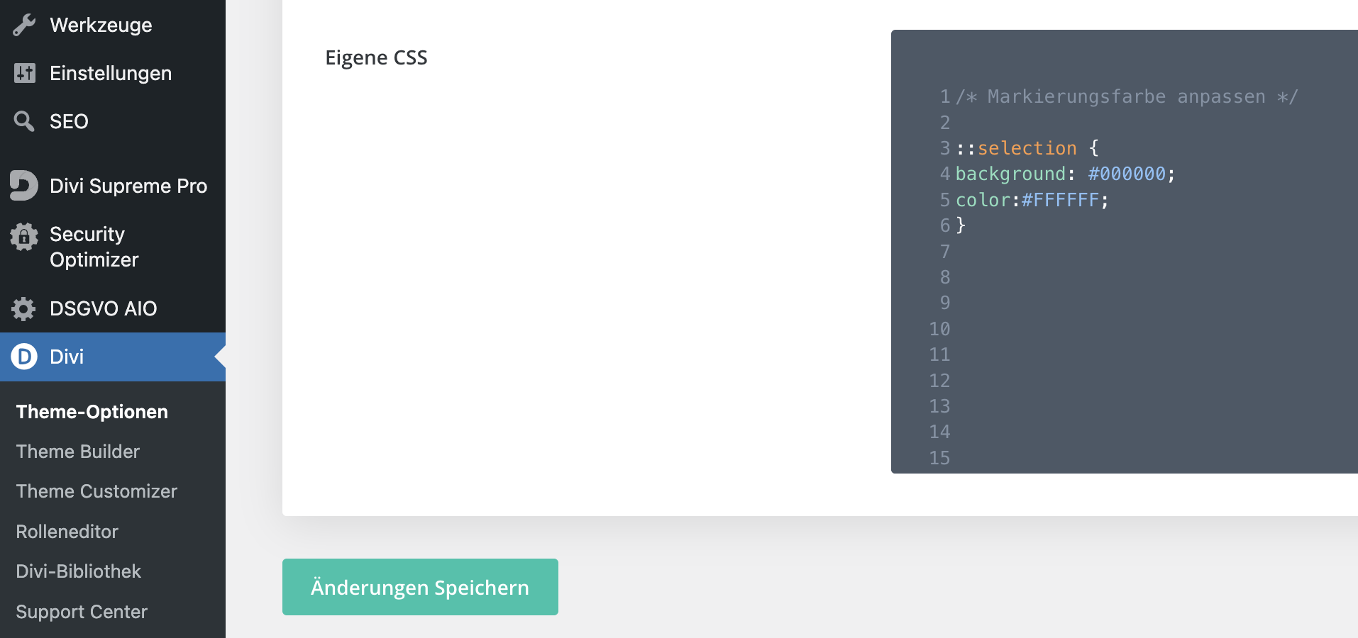 CSS-Code um die Farbe des Hintergrunds und der Schrift einer Textmarkierung zu verändern